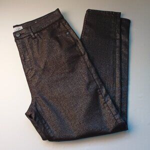Loft Denim Jeans Size 31/12 Shiny Metallic Black High Rise Skinny Leg